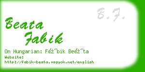 beata fabik business card